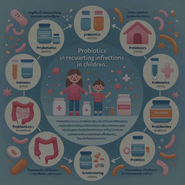 Quels sont les rôles des probiotiques et prébiotiques spécifiques dans la prévention des infections à répétition chez les enfants ?