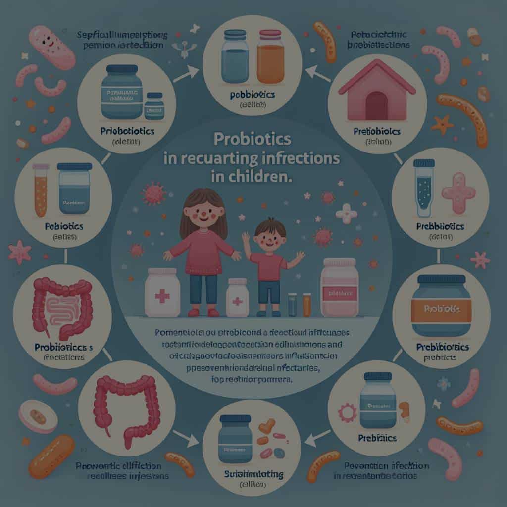 Quels sont les rôles des probiotiques et prébiotiques spécifiques dans la prévention des infections à répétition chez les enfants ?